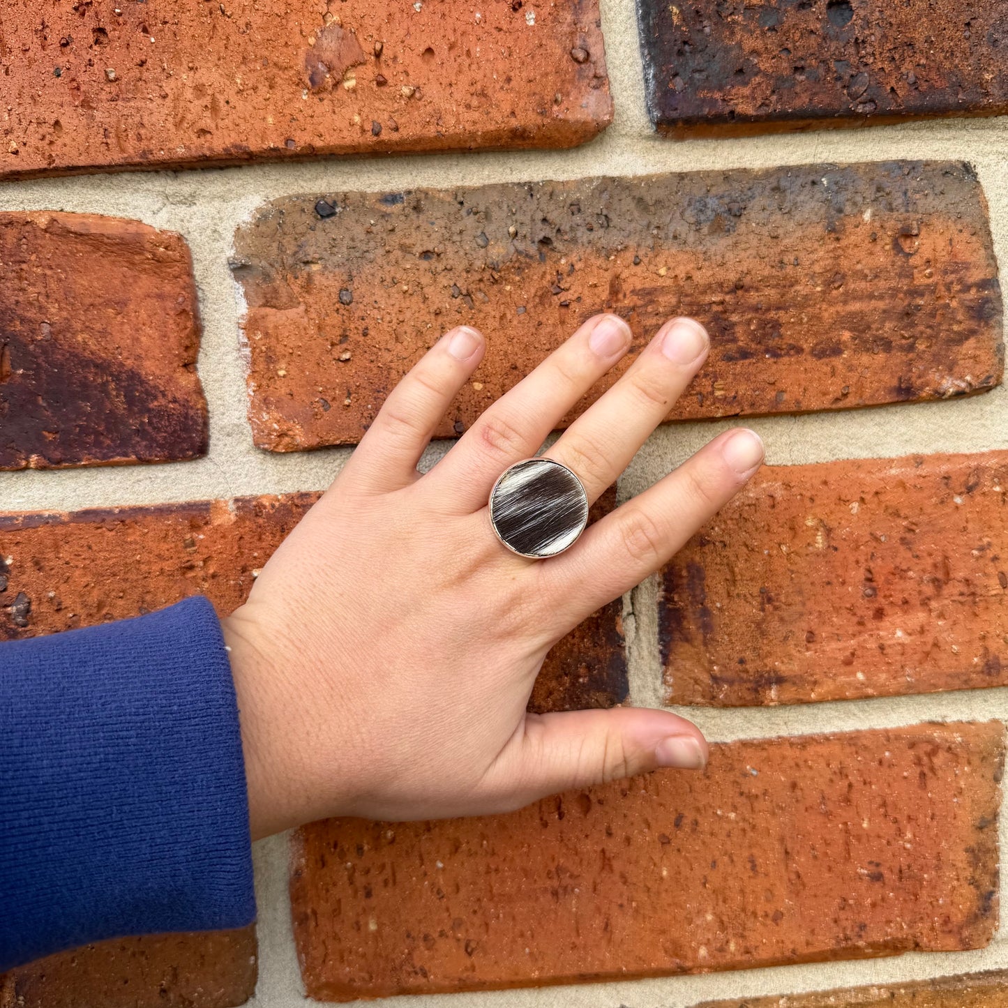 Silver Cowhide Ring #1