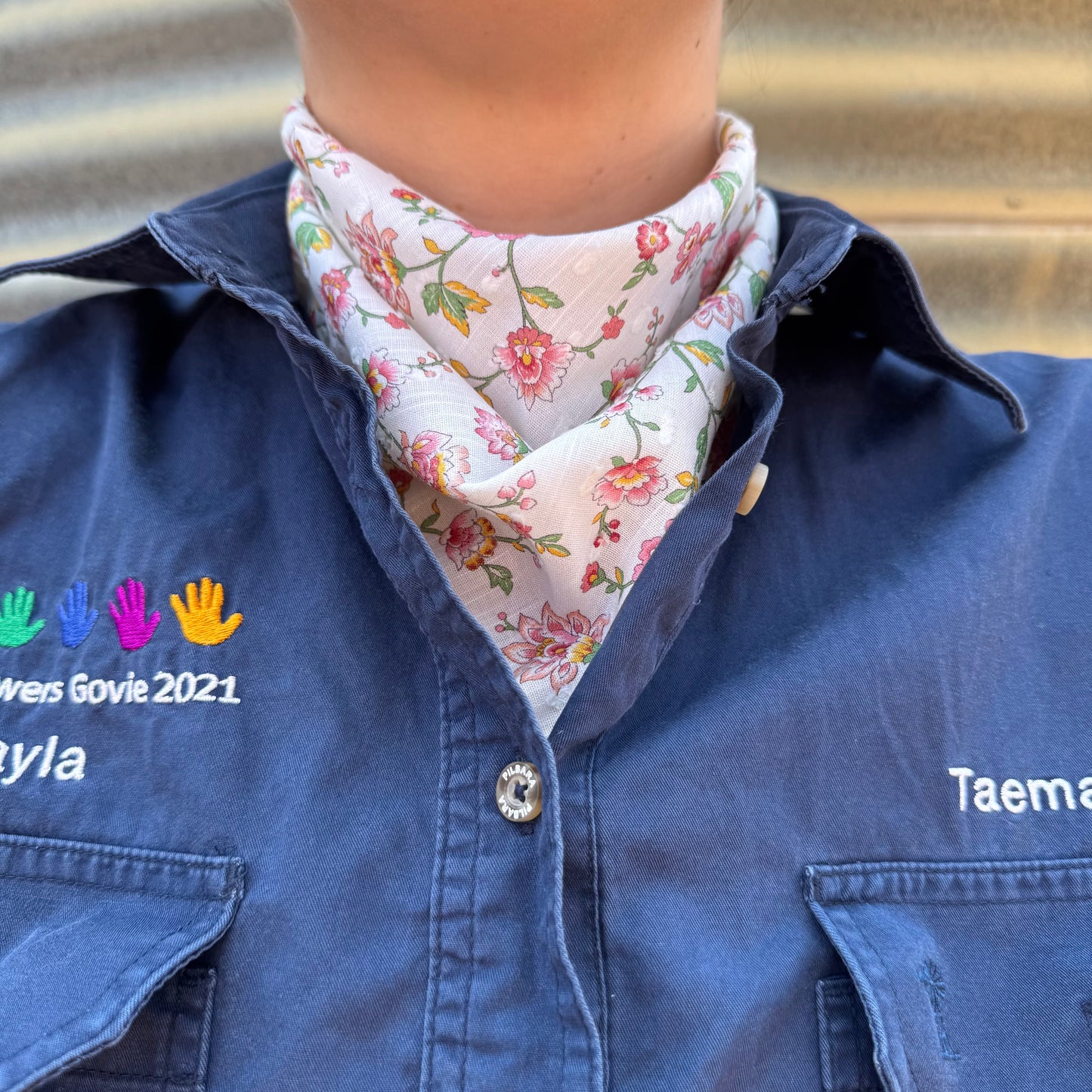 White & Pink Floral - Adult Neck Scarf