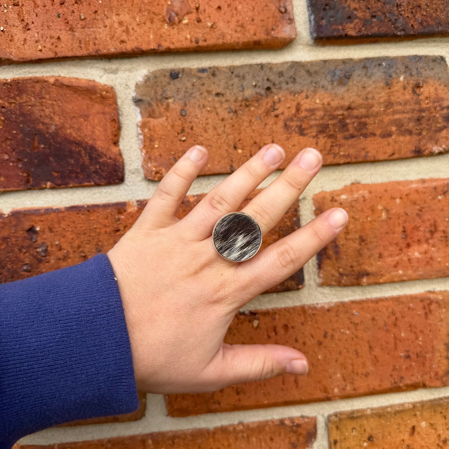 Silver Cowhide Ring #5
