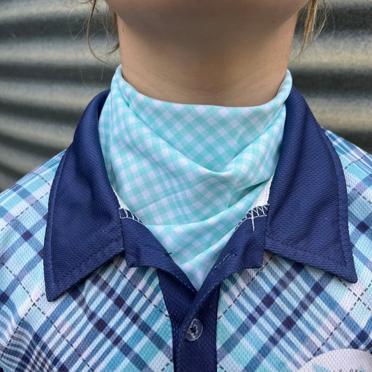 Mint & White Gingham - Kids Neck Scarf