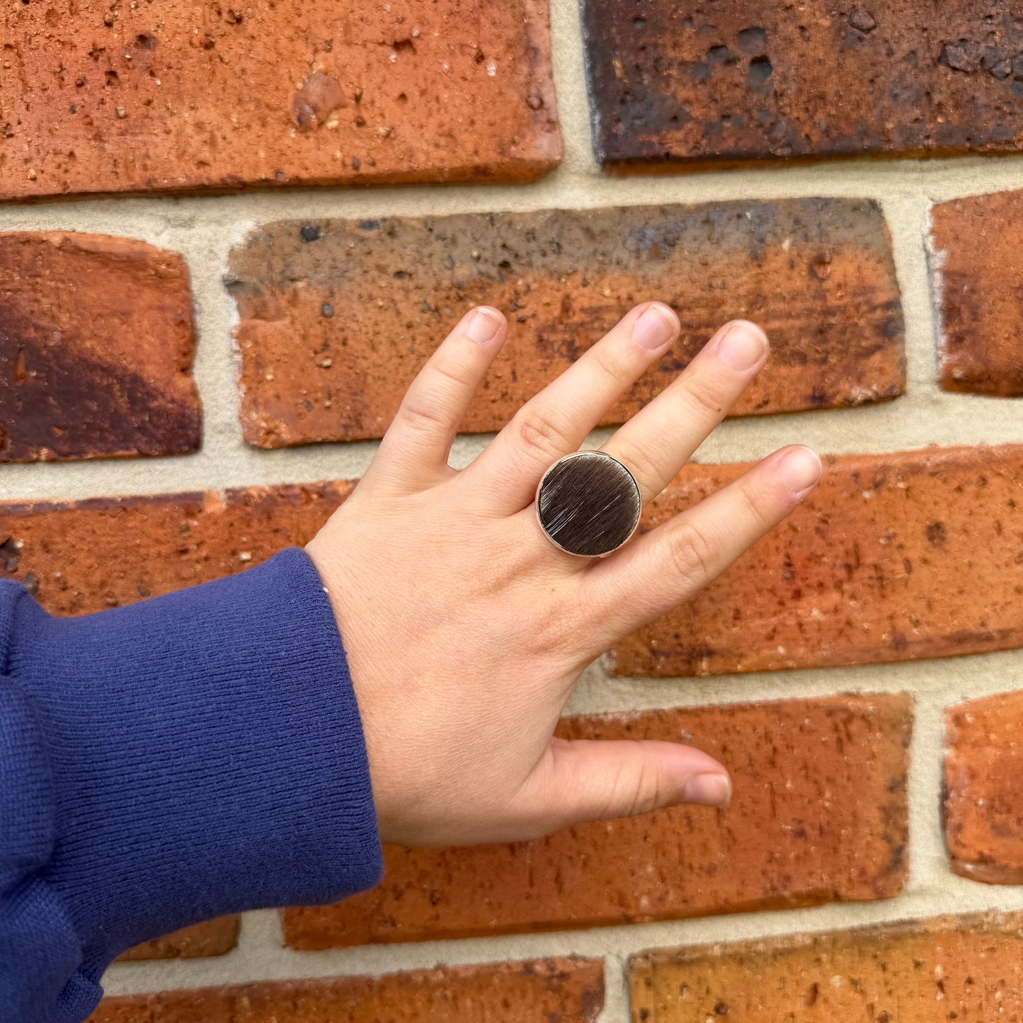 Silver Cowhide Ring #9