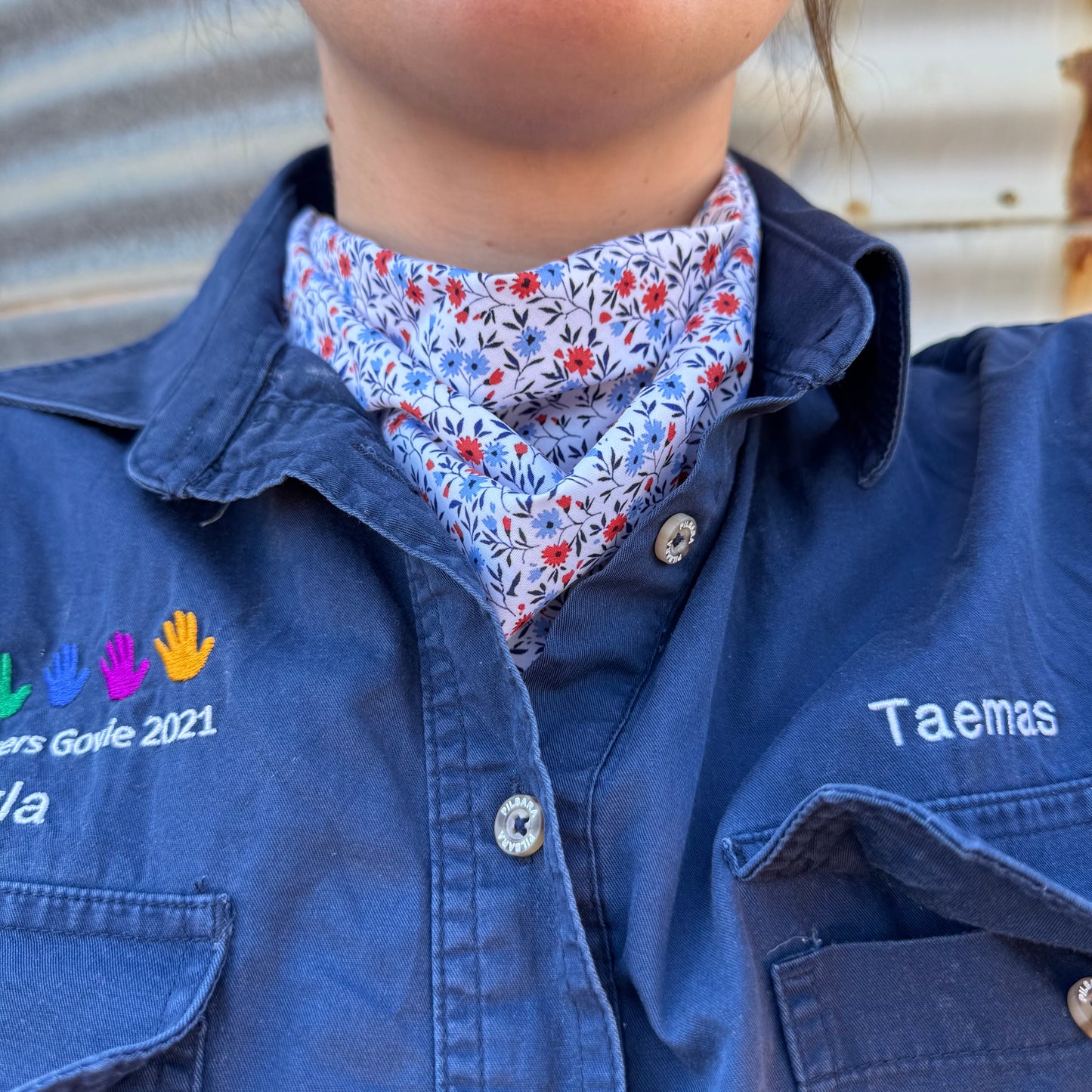 Red, White & Blue floral - Adult Neck Scarf