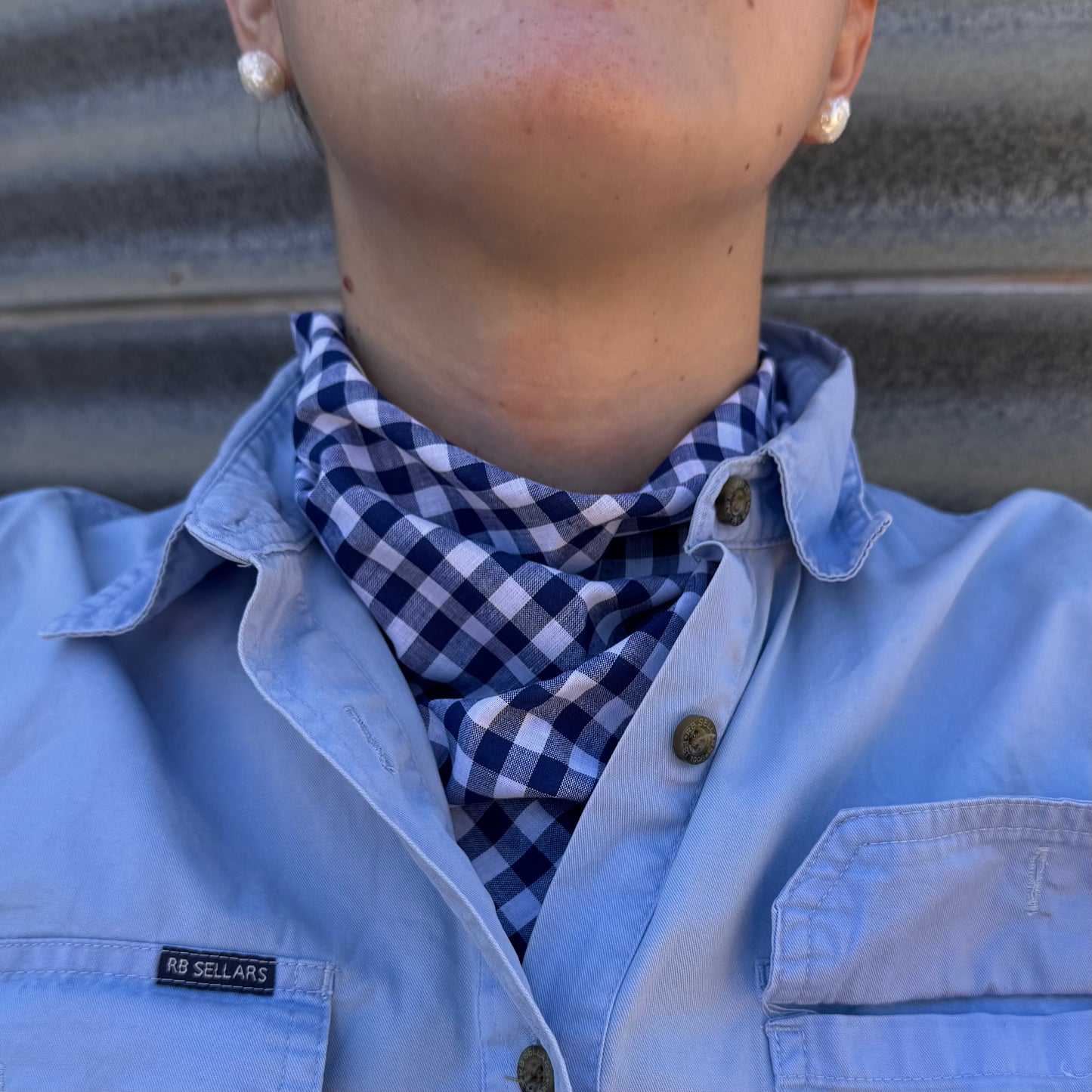 Navy & White Gingham - Scarf