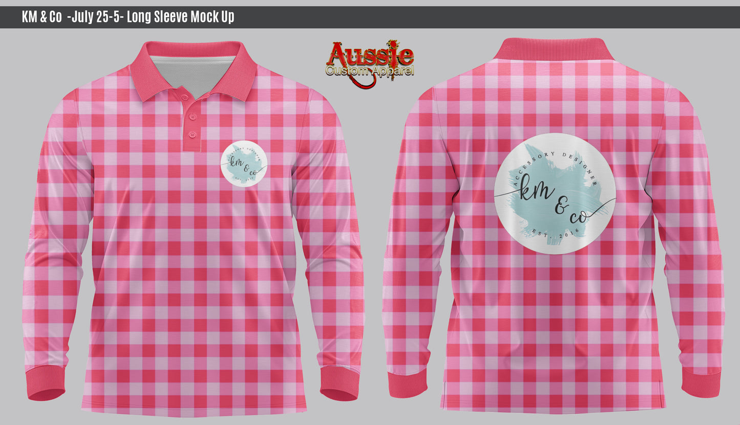 PRE-ORDER - Pink Gingham KM & Co Fishing Shirt
