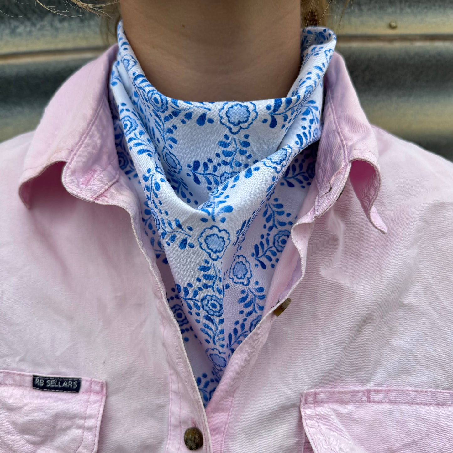 Blue & White Vintage Floral - Adult Neck Scarf