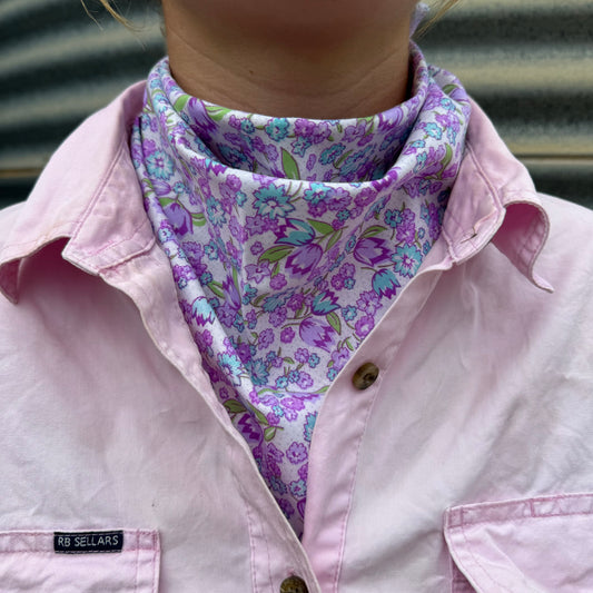 Purple & Blue Floral - Adult Neck Scarf