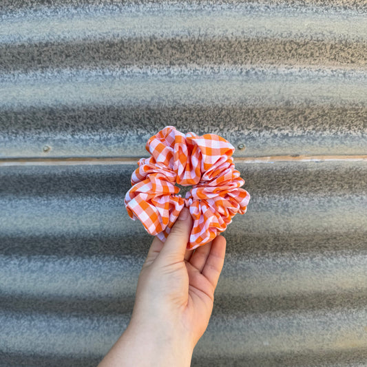 Orange & White Gingham - Scrunchie