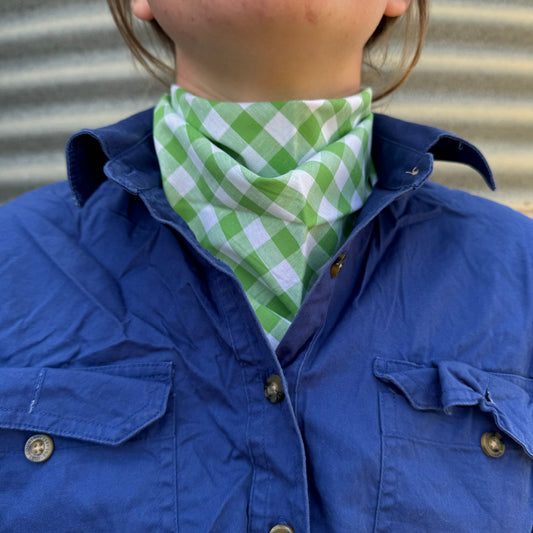 Green & White Gingham - Adult Neck Scarf