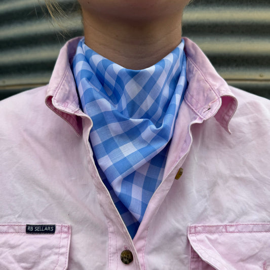 Pale Blue & White Gingham - Adult Neck Scarf