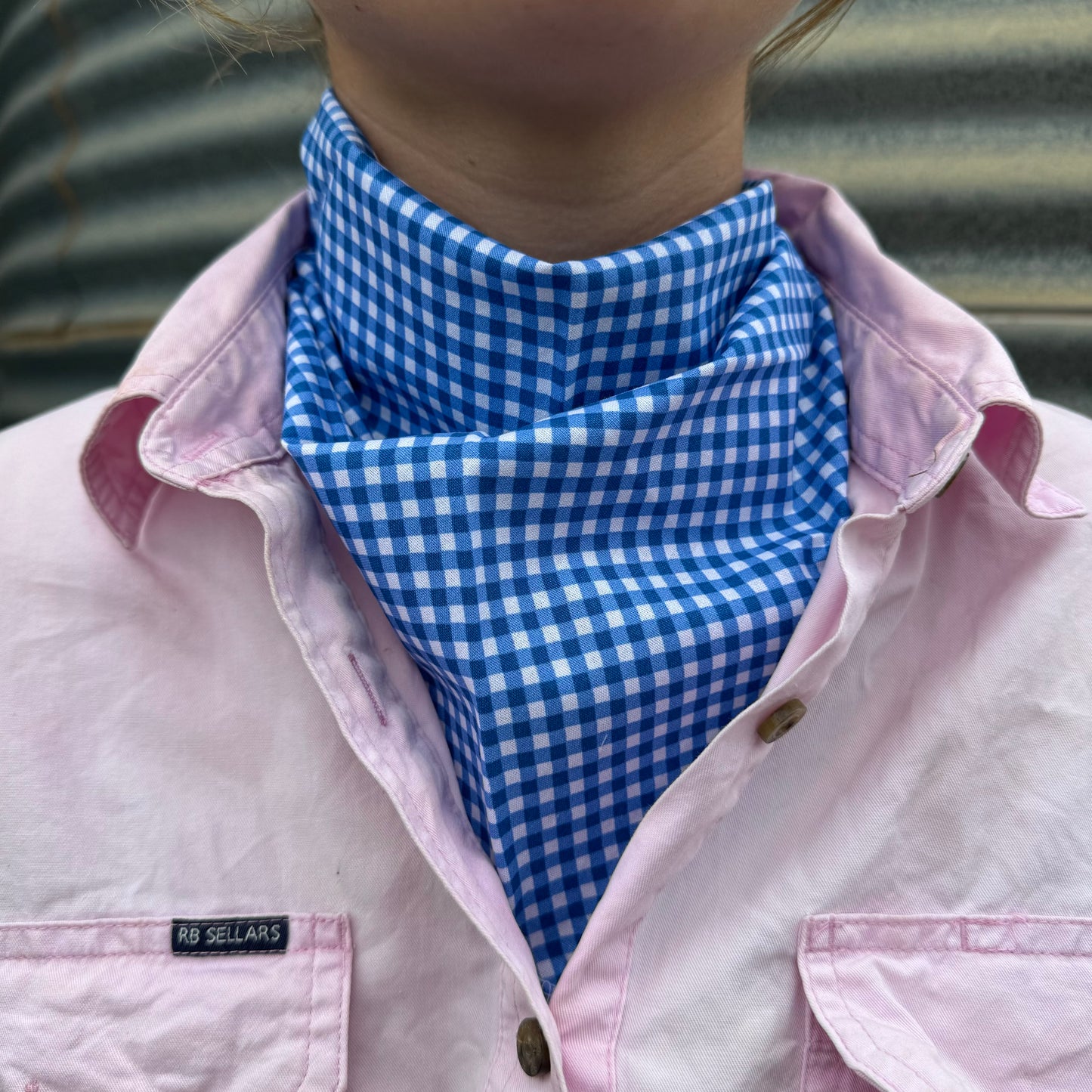 Dark Blue & White Gingham - Adult Neck Scarf