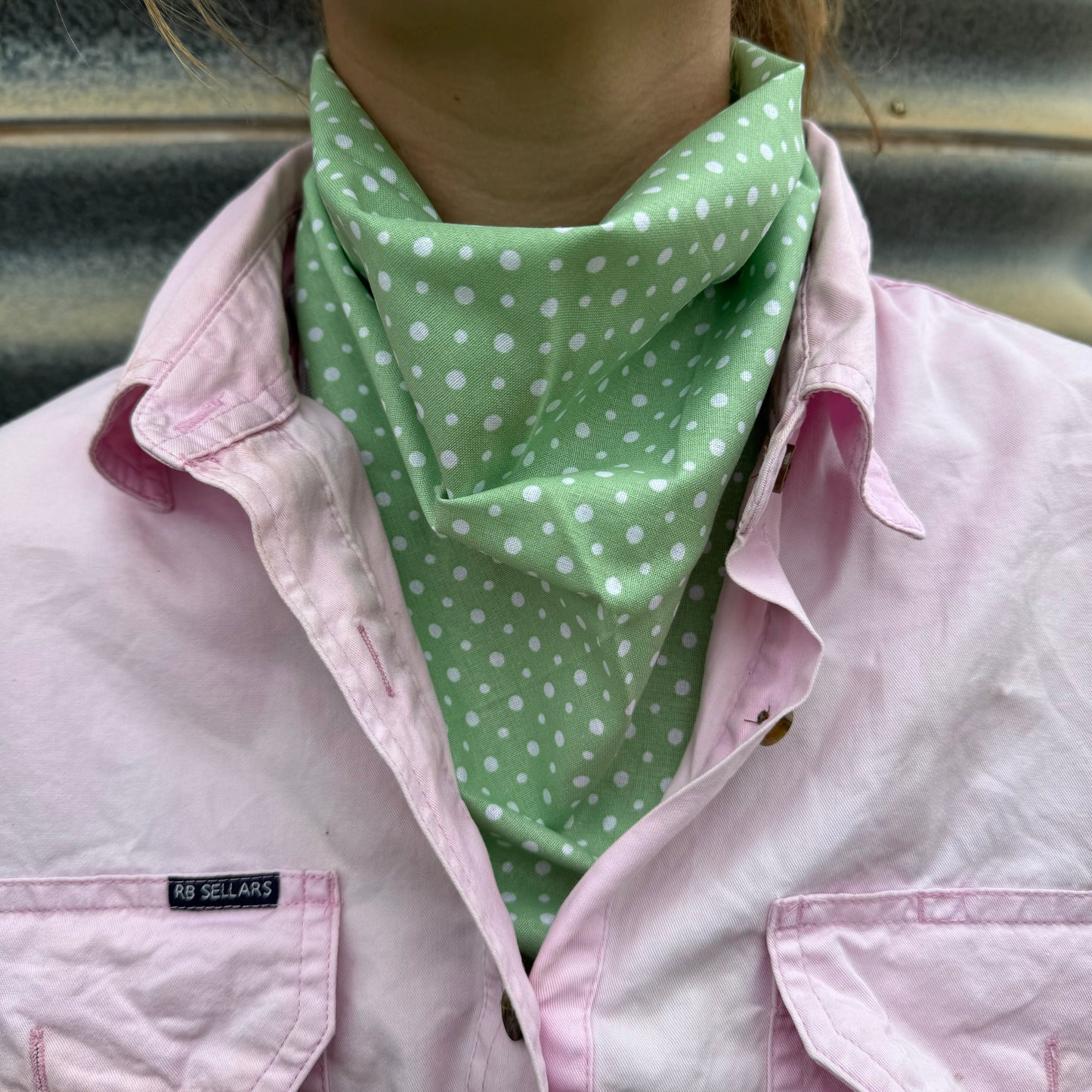 Green & White Polkadot - Adult Neck Scarf