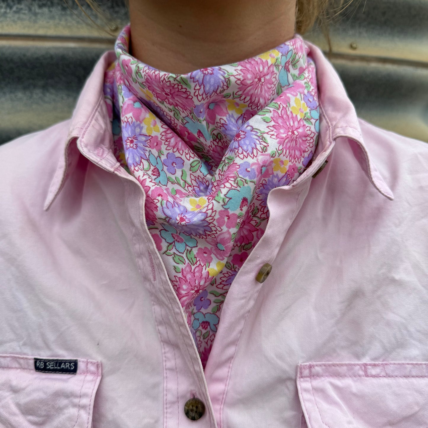 Pastel Blue & Pink Floral - Adult Neck Scarf