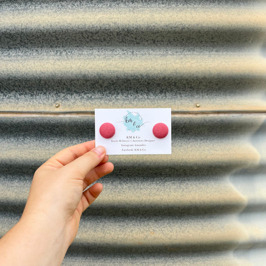 Dusty Pink - Fabric Button Earrings