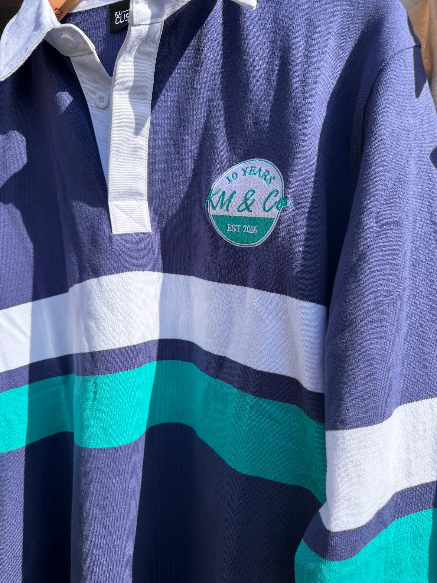 Navy, White & Aqua - Rugby Jumper