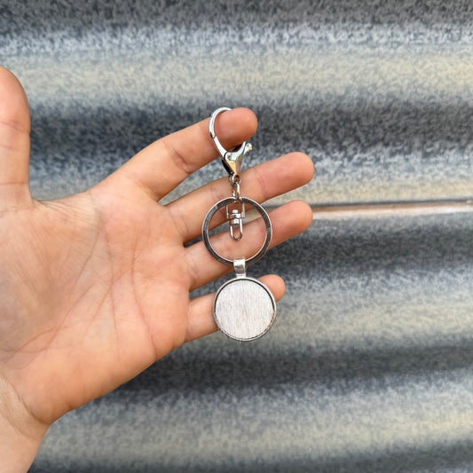 Round Cowhide CLIP Keyring #2 - Silver