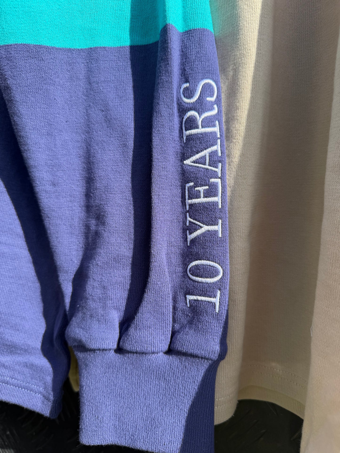 Navy, White & Aqua - Rugby Jumper