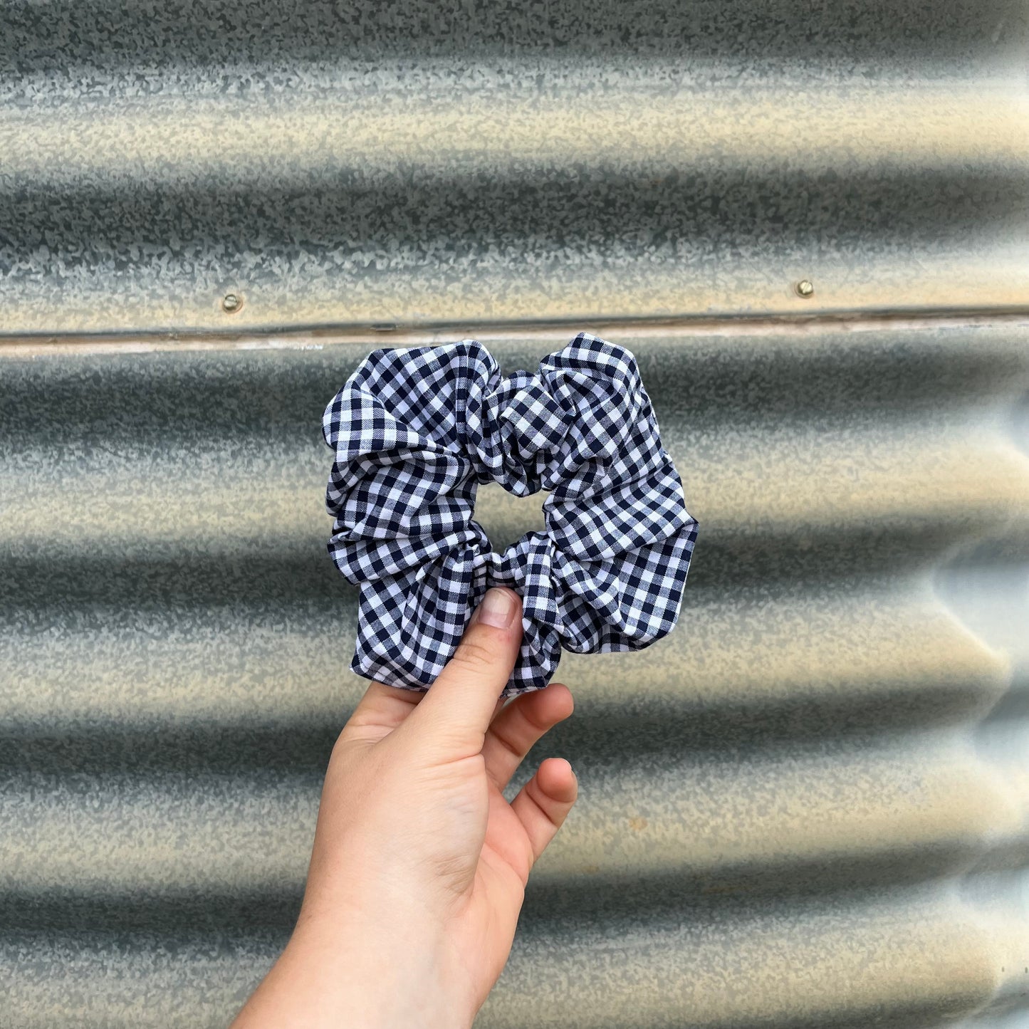 Navy & White Gingham - Scrunchie