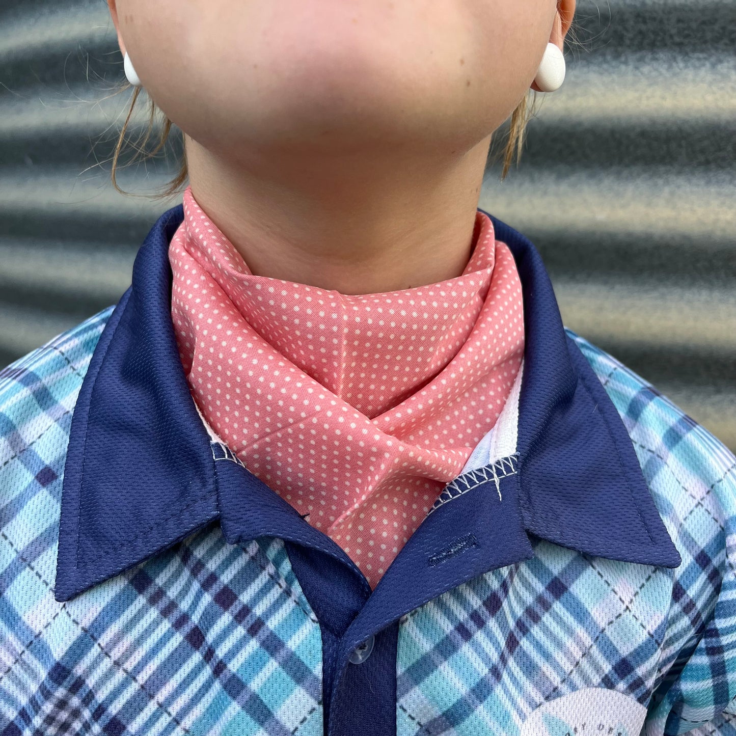 Dusty Pink & White Spots - Kids Neck Scarf