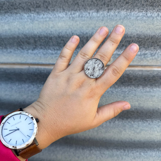 Silver Cowhide Ring - #22