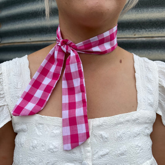 Hot Pink & White Gingham - Tie