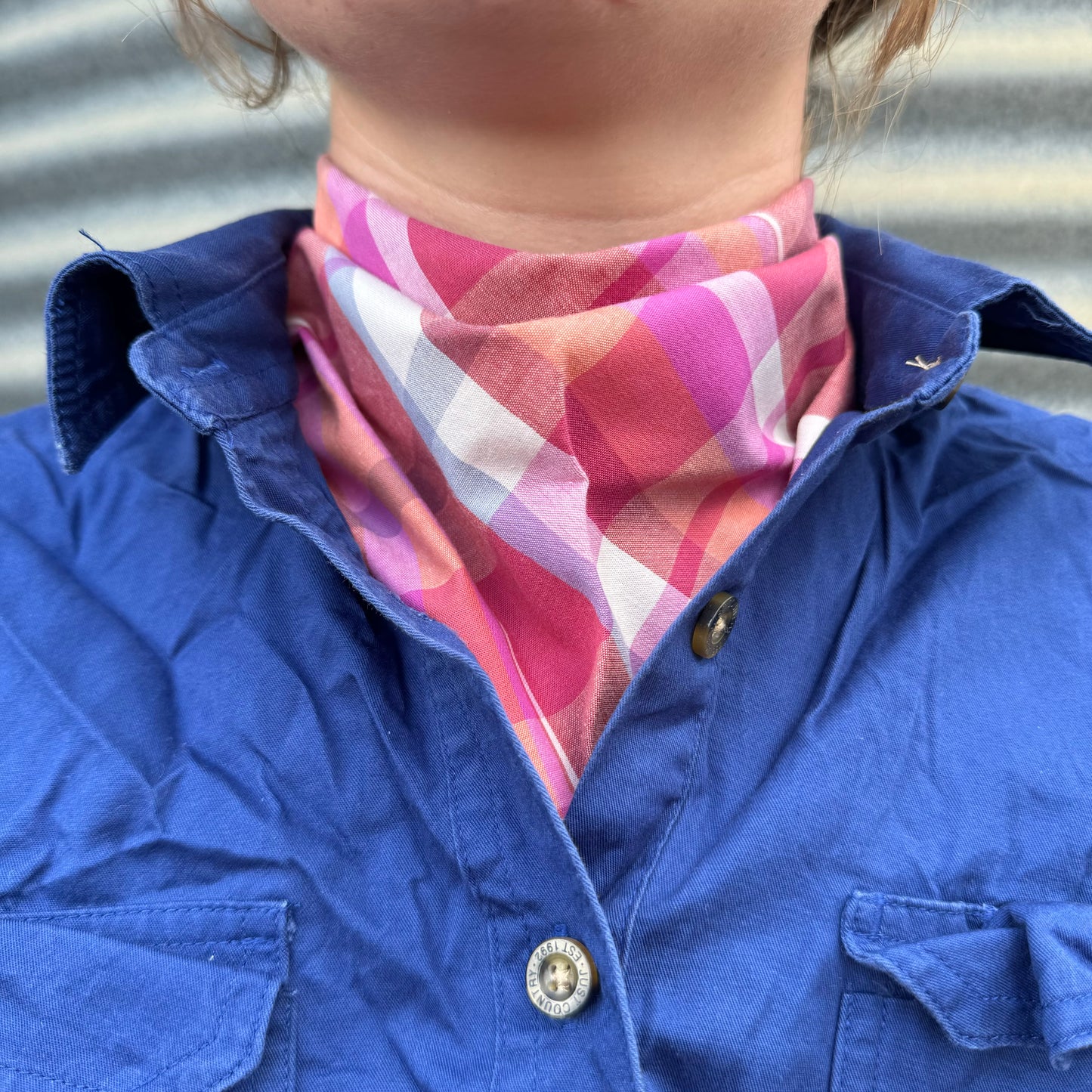 Pink & Orange Tartan - Adult Neck Scarf