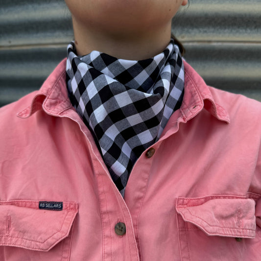 Black & White Gingham - Adult Neck Scarf