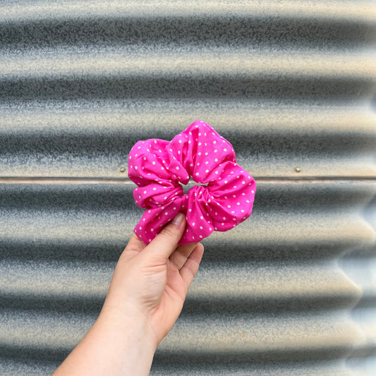 Hot Pink & White Polkadot - Scrunchie