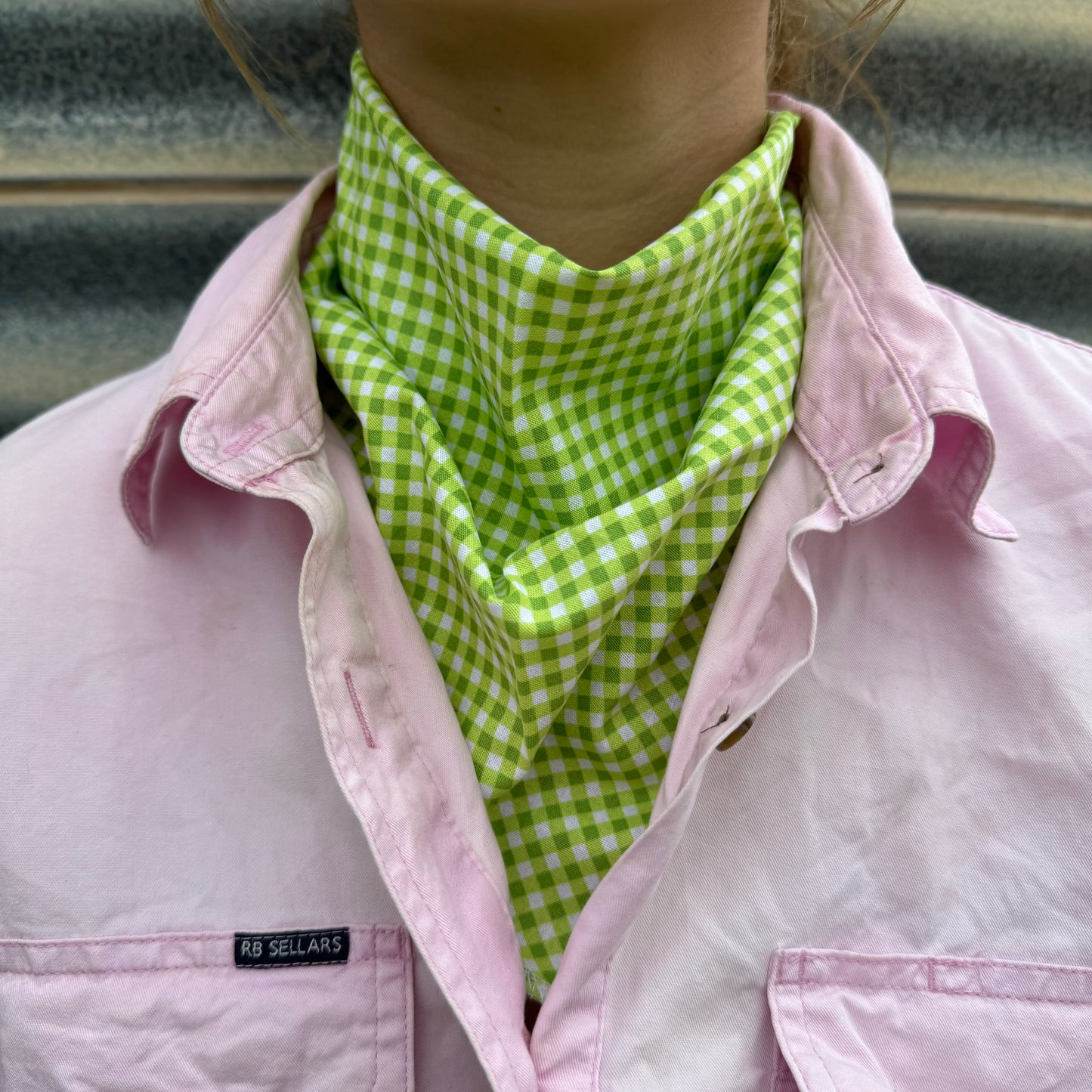 Lime Green & White Gingham - Adult Neck Scarf