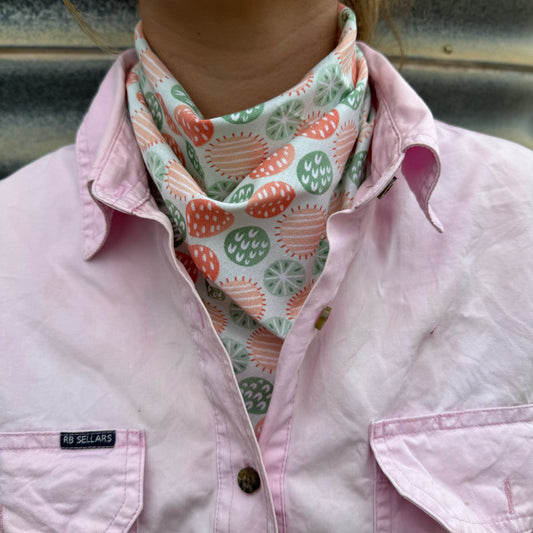 Green & Apricot Spots - Adult Neck Scarf