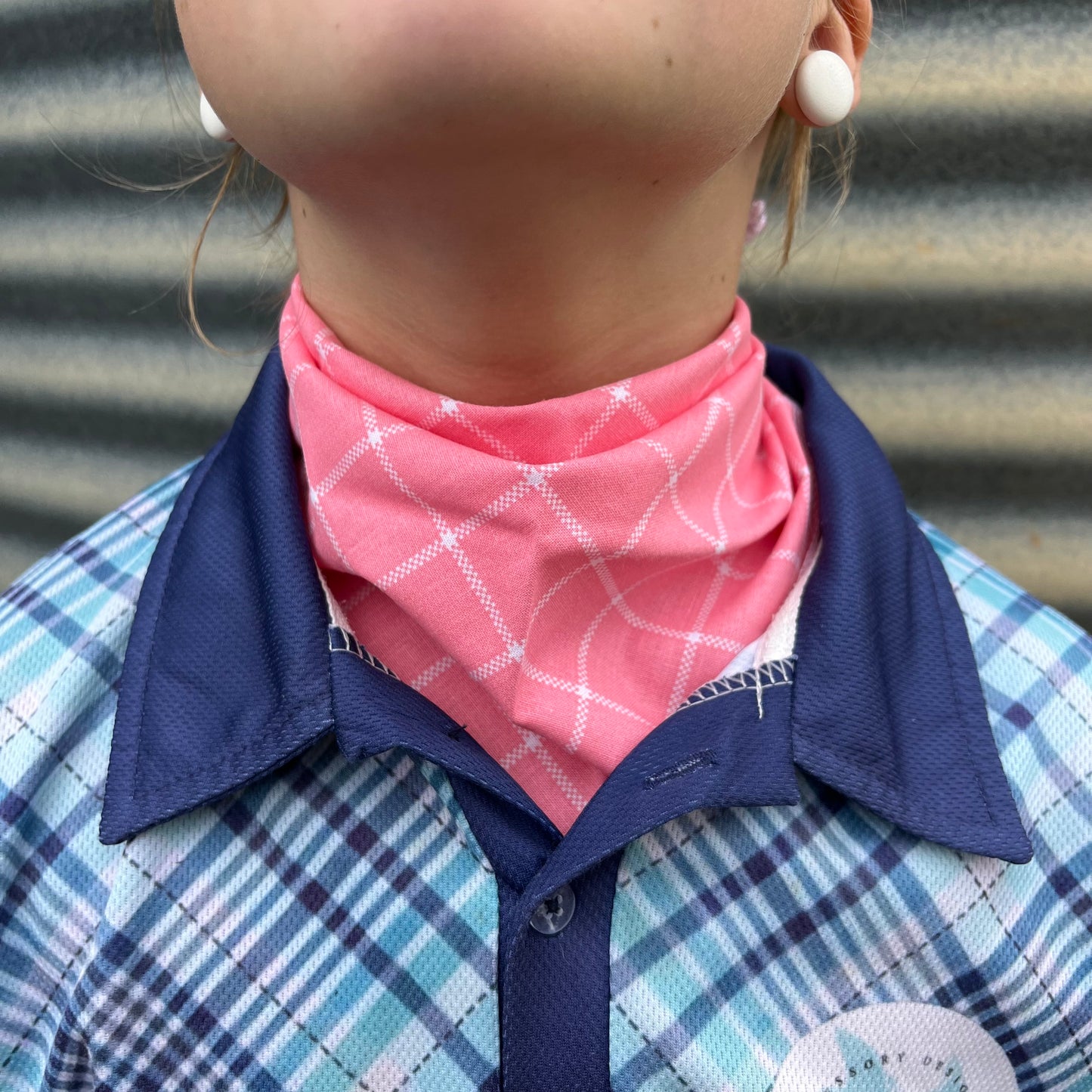 Dusty Pink Big Check - Kids Neck Scarf