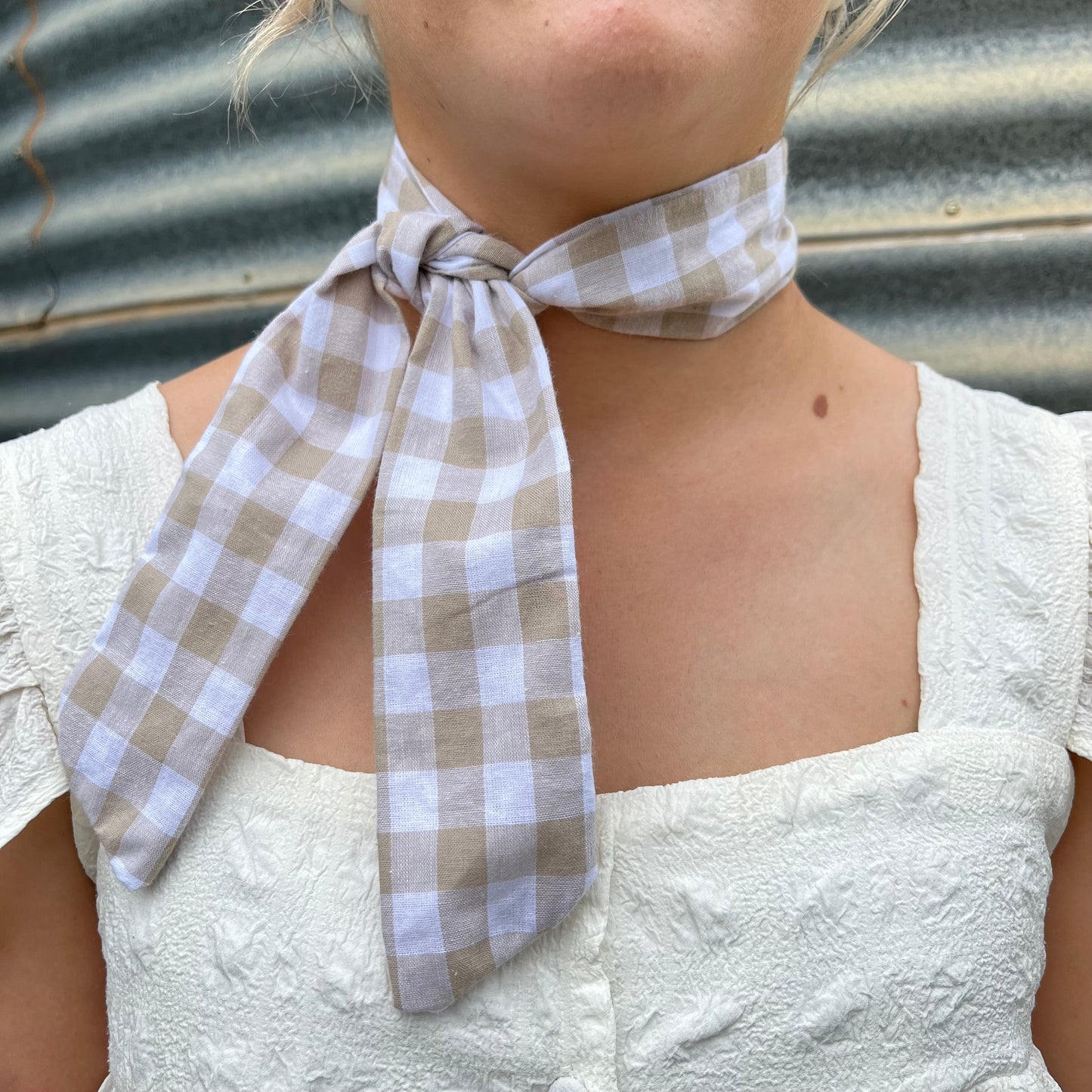 Beige & White Gingham - Tie