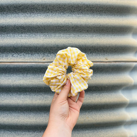 Yellow & White Gingham - Scrunchie