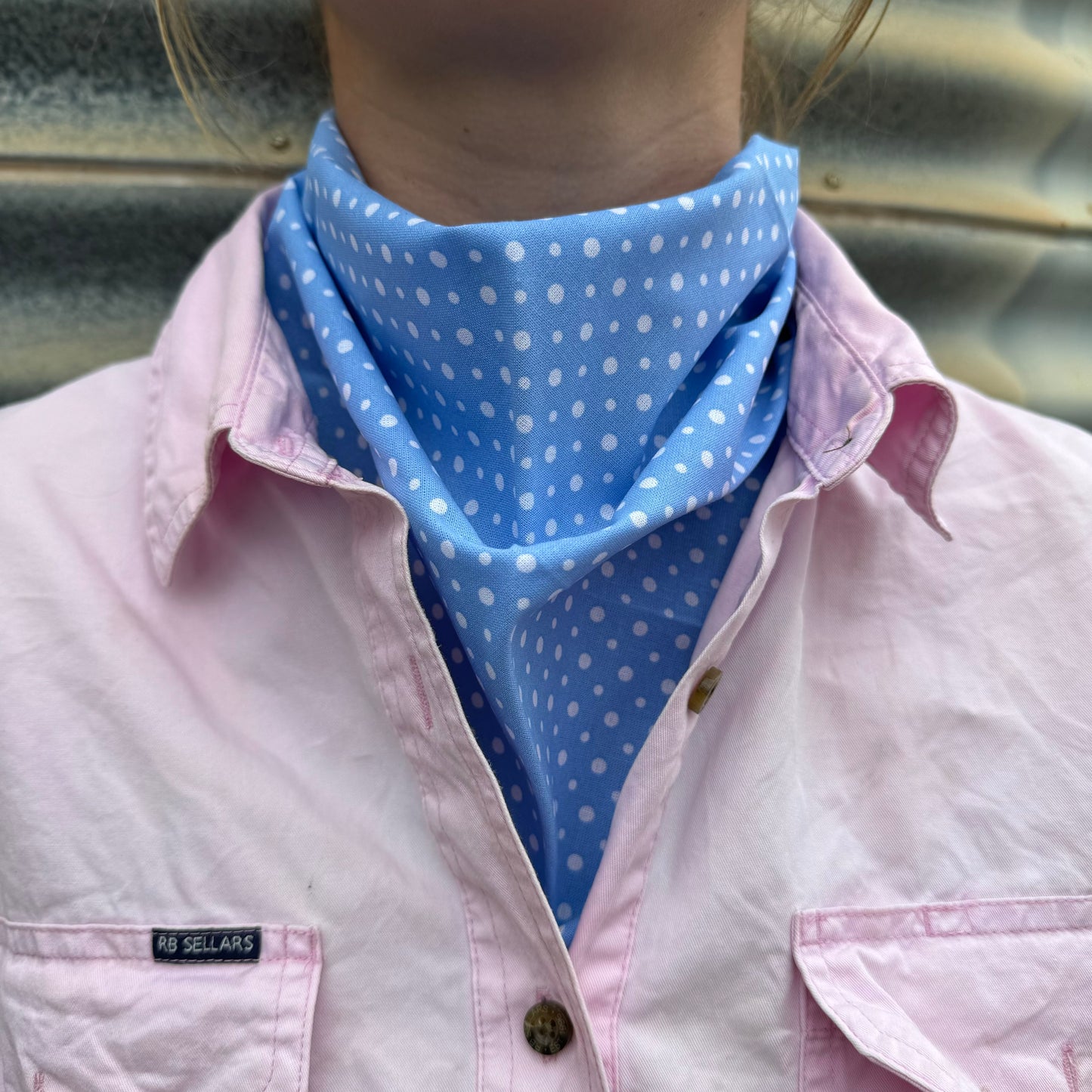 Blue & White Polkadot - Adult Neck Scarf