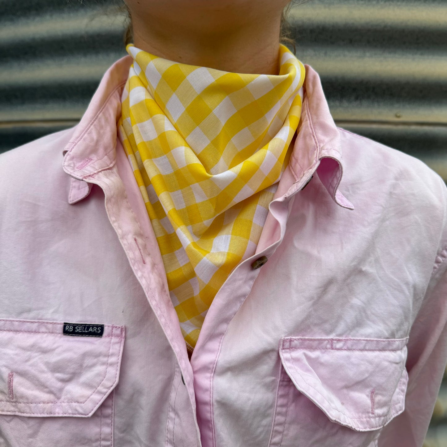 Lemon Yellow & White Gingham - Adult Neck Scarf