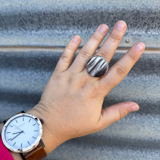 Silver Cowhide Ring - #17