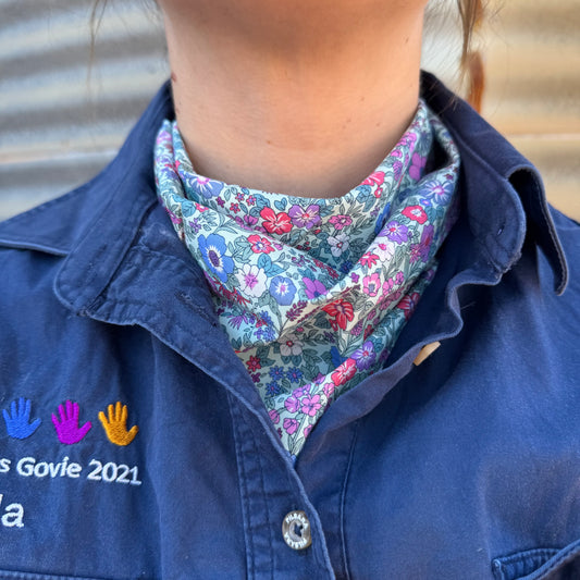 Green & Purple Floral - Adult Neck Scarf