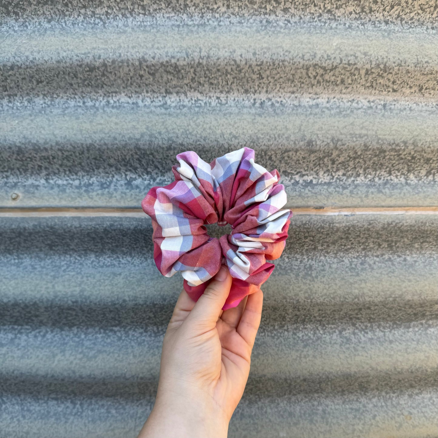 Pink & Orange Tartan - Scrunchie