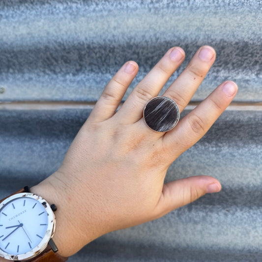 Silver Cowhide Ring - #15
