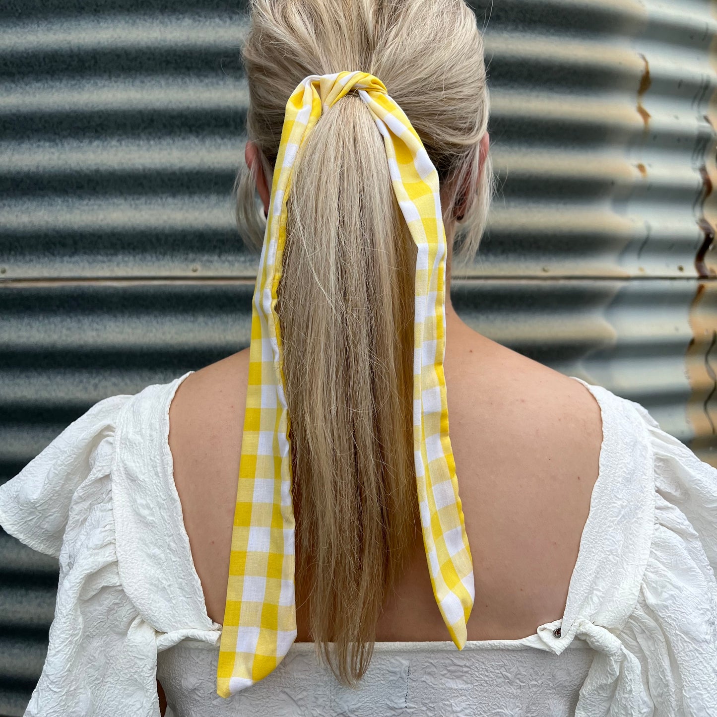 Lemon Yellow & White Gingham - Tie