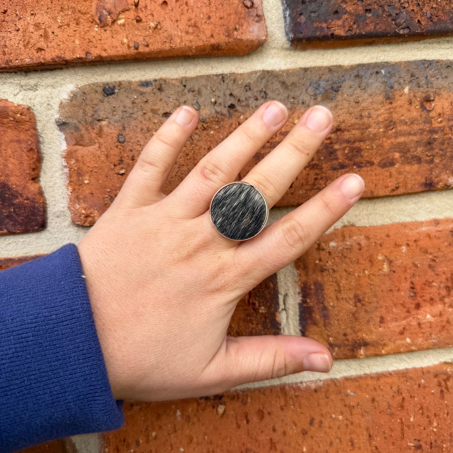 Silver Cowhide Ring #3