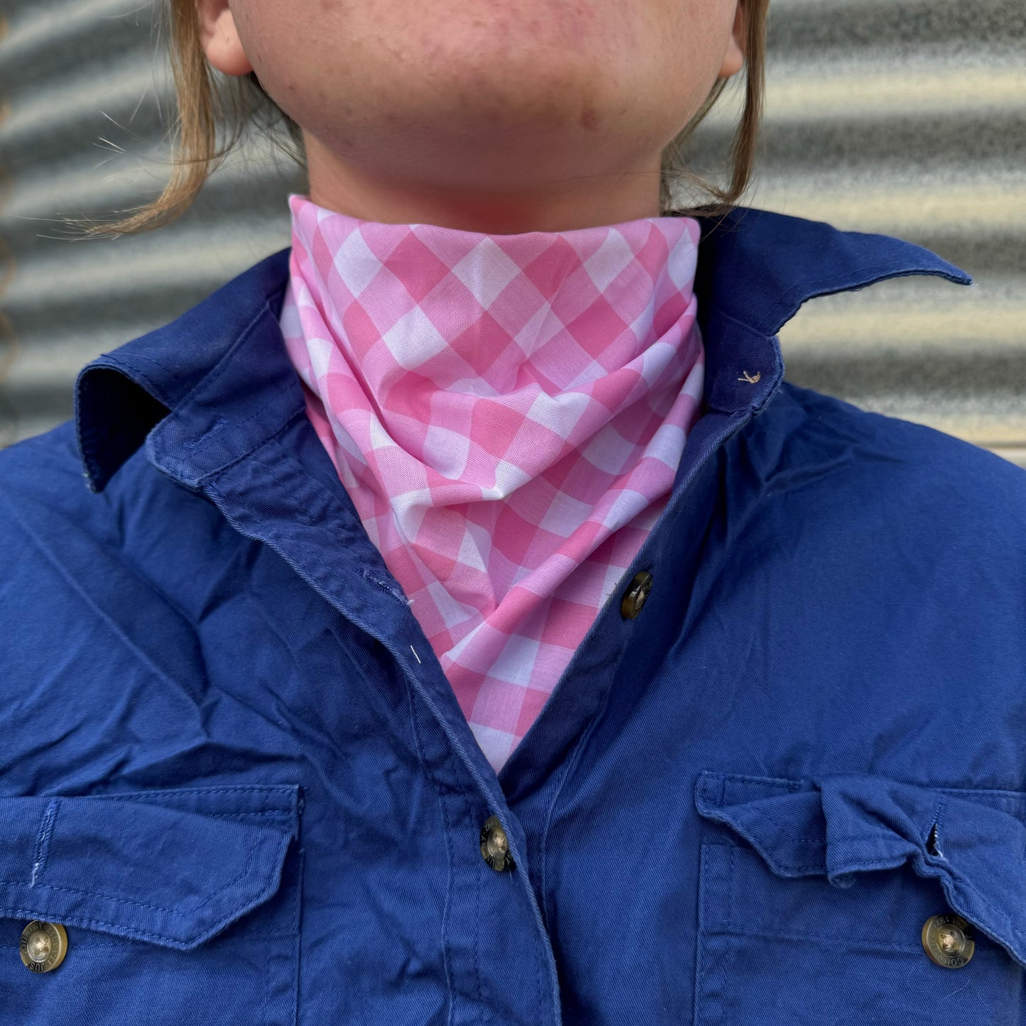 Pale Pink & White Gingham - Adult Neck Scarf