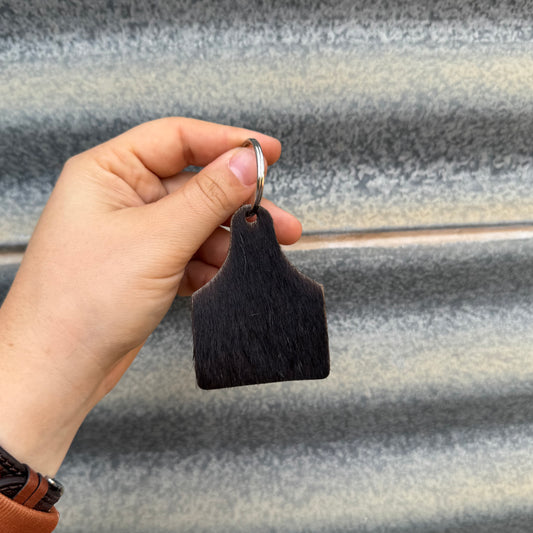 Cowhide Cattle Tag Keyring #20 - Silver