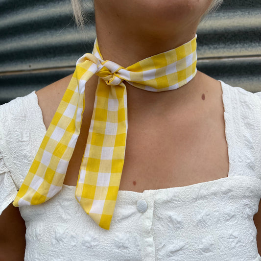 Lemon Yellow & White Gingham - Tie