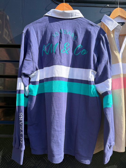 Navy, White & Aqua - Rugby Jumper