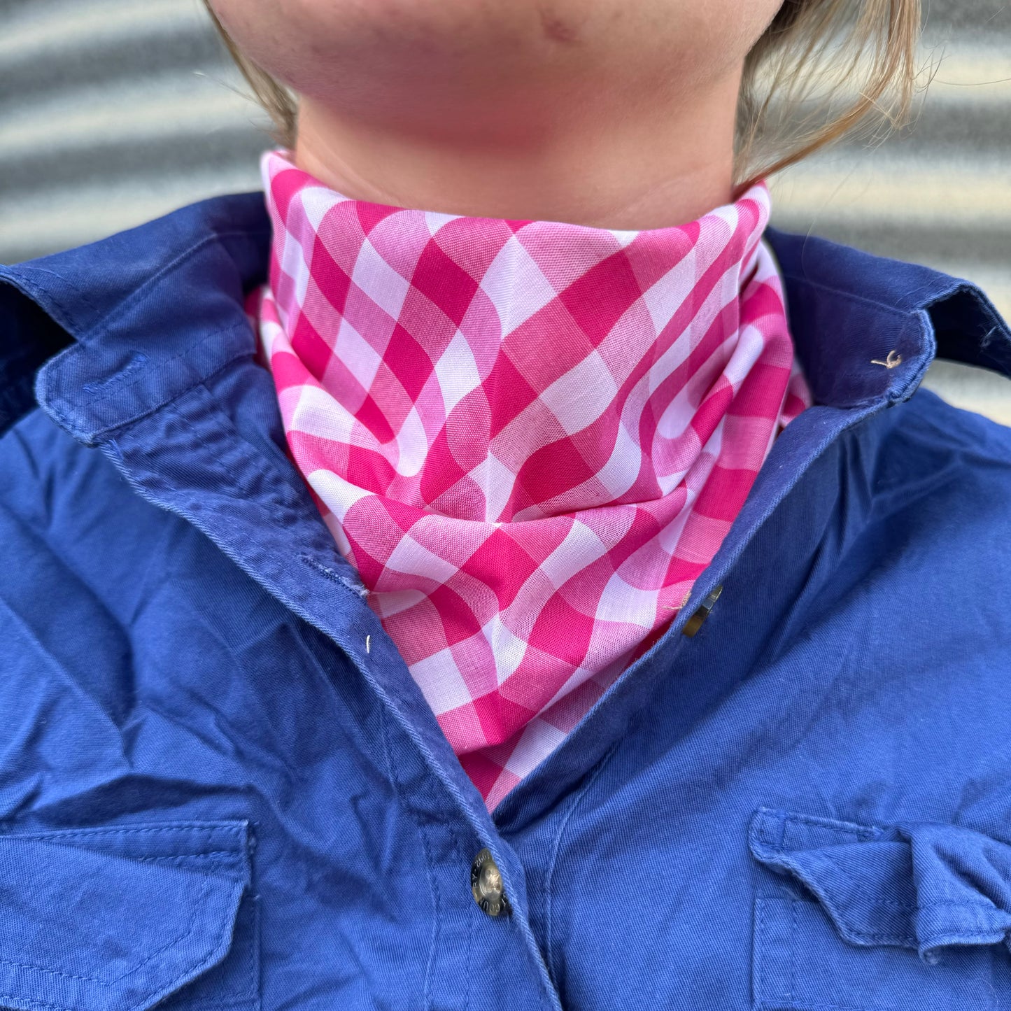 Hot Pink & White Gingham - Adult Neck Scarf