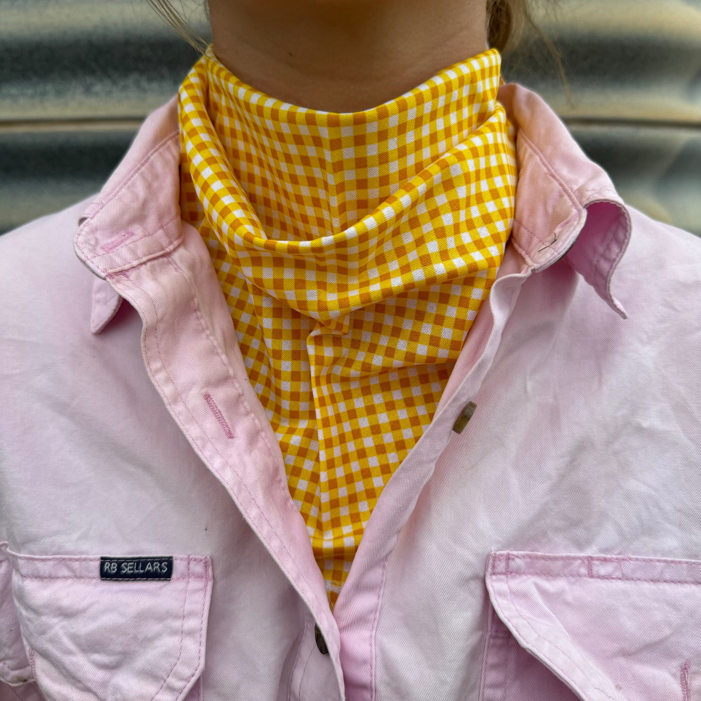 Yellow & White Gingham - Adult Neck Scarf