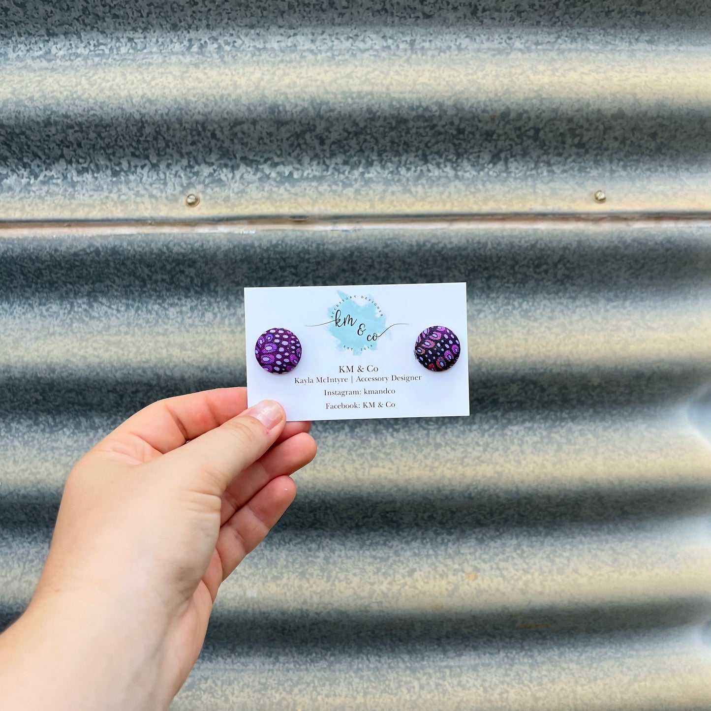 Purple Forest - Fabric Button Earrings