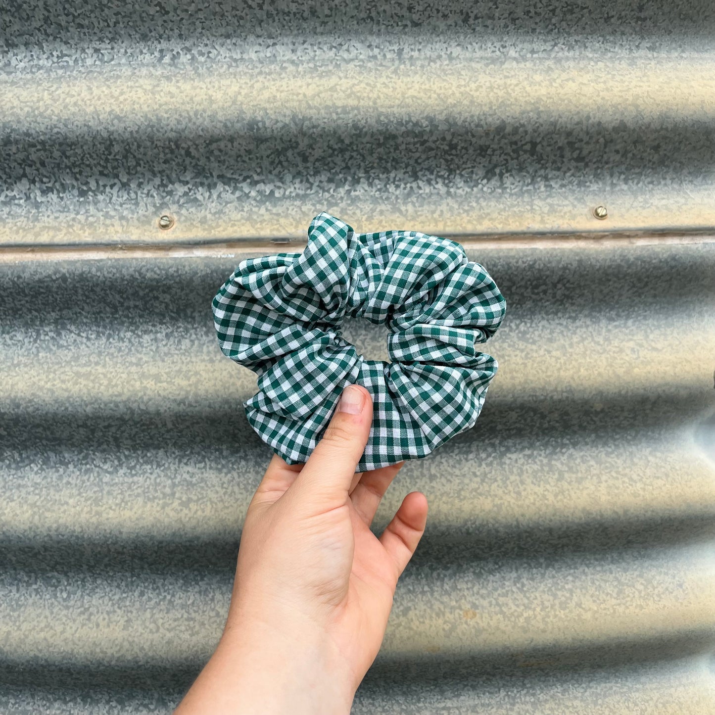 Green & White Gingham - Scrunchie