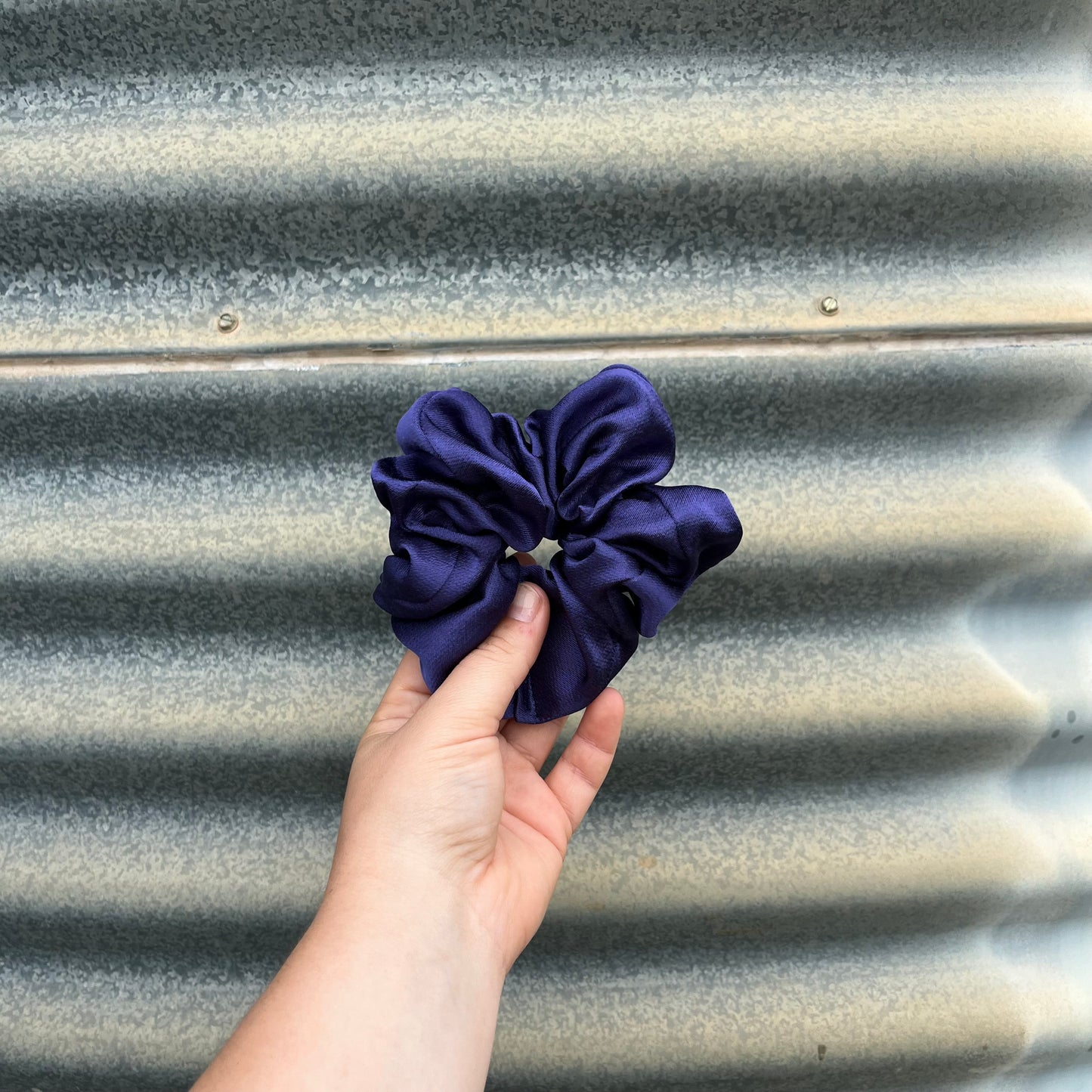 Navy Silk - Scrunchie