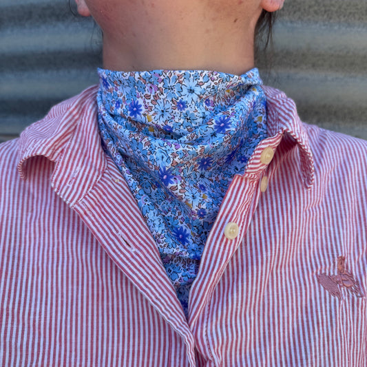 Blue Flowers - Adult Neck Scarf